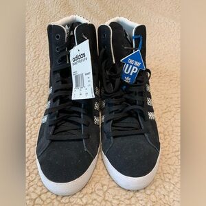 Adidas Black and White High-Top Sneakers